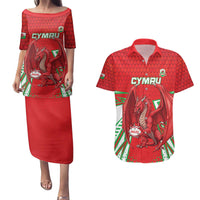 Wales Rugby Custom Couples Matching Puletasi and Hawaiian Shirt Dragon Scales Style - Wonder Print Shop