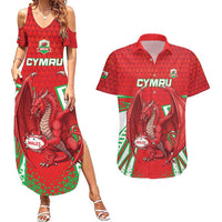 Wales Rugby Custom Couples Matching Summer Maxi Dress and Hawaiian Shirt Dragon Scales Style - Wonder Print Shop