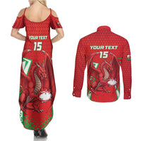 Wales Rugby Custom Couples Matching Summer Maxi Dress and Long Sleeve Button Shirt Dragon Scales Style - Wonder Print Shop