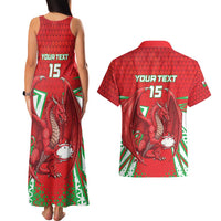 Wales Rugby Custom Couples Matching Tank Maxi Dress and Hawaiian Shirt Dragon Scales Style - Wonder Print Shop
