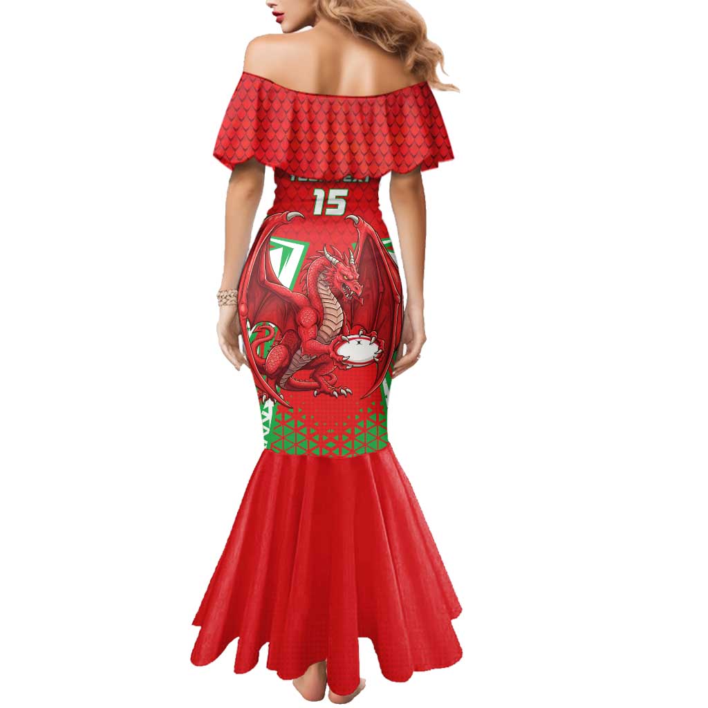 Wales Rugby Custom Family Matching Mermaid Dress and Hawaiian Shirt Dragon Scales Style - Wonder Print Shop
