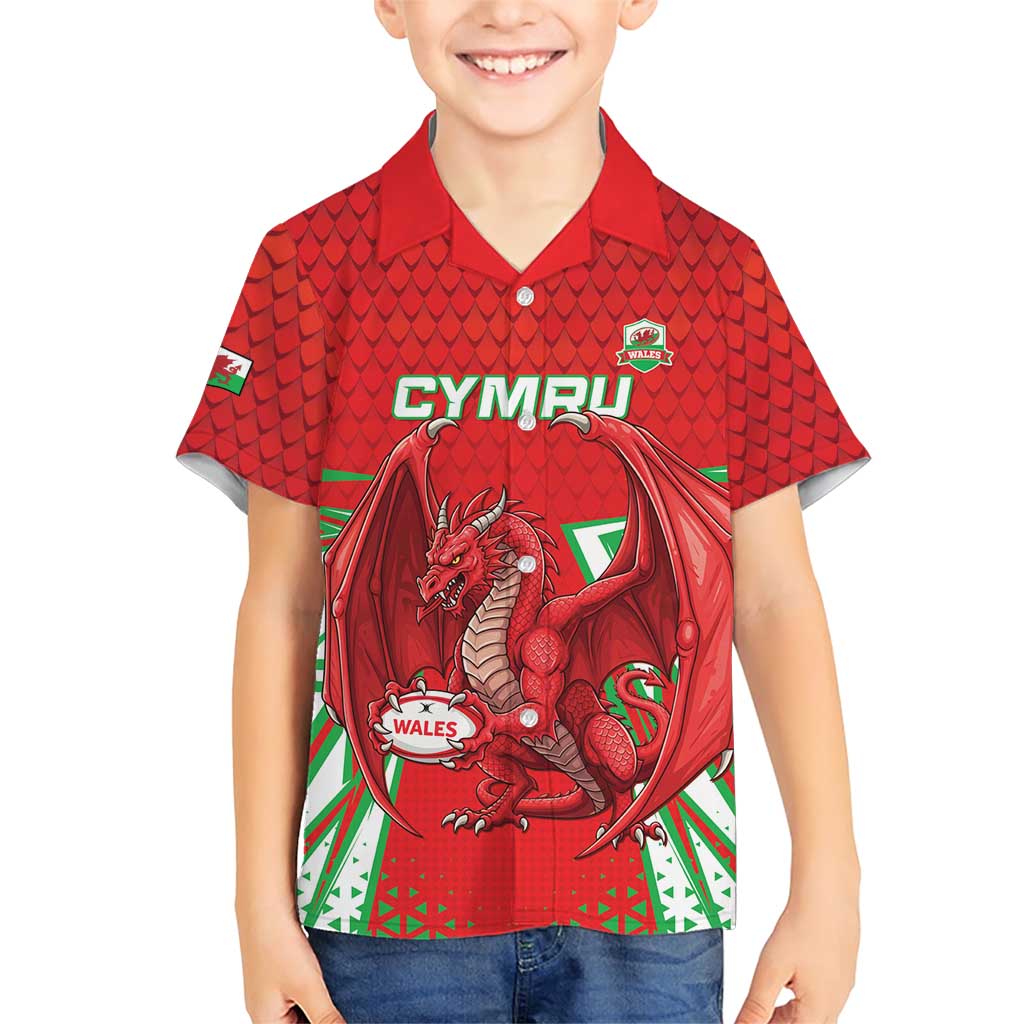 Wales Rugby Custom Family Matching Short Sleeve Bodycon Dress and Hawaiian Shirt Dragon Scales Style - Wonder Print Shop