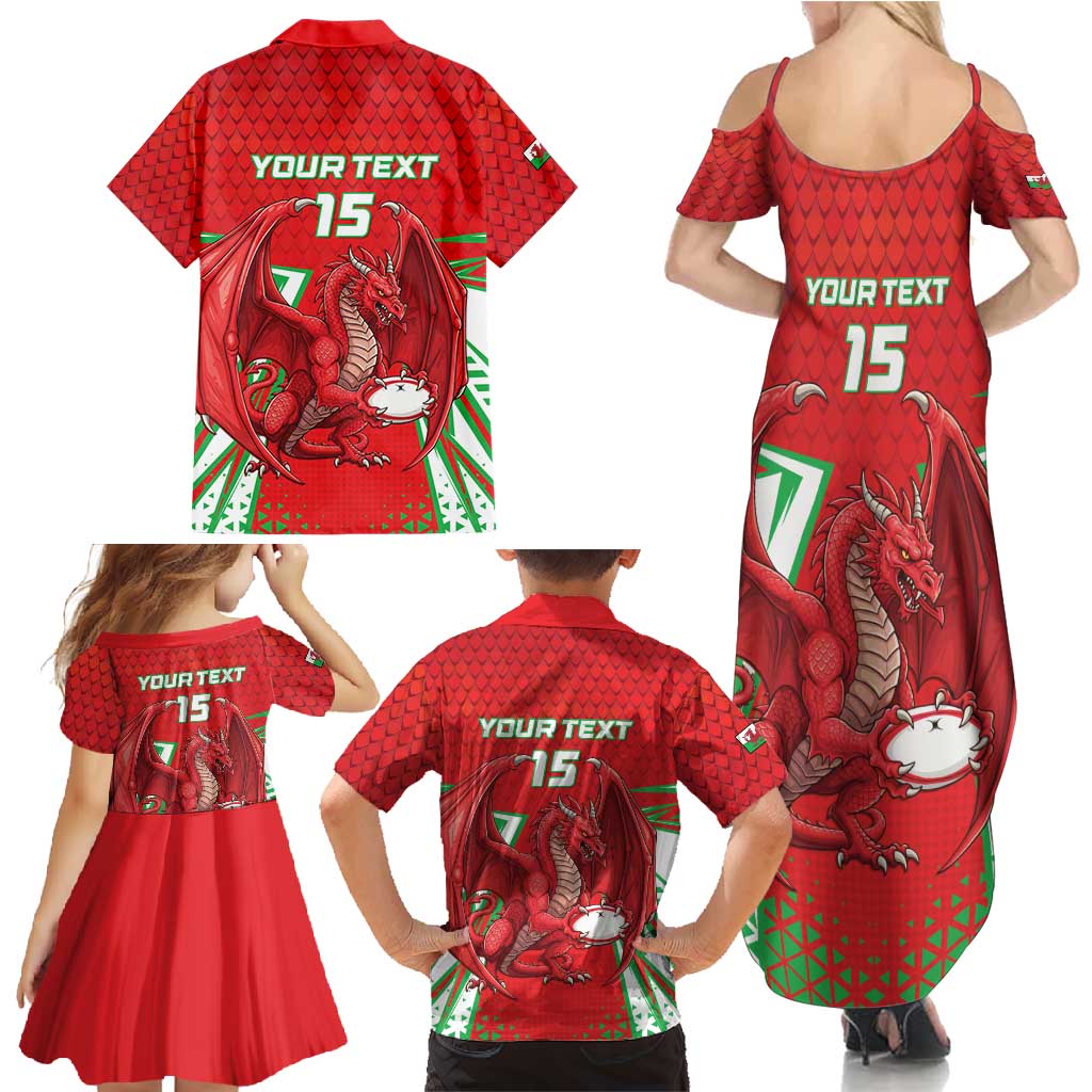 Wales Rugby Custom Family Matching Summer Maxi Dress and Hawaiian Shirt Dragon Scales Style - Wonder Print Shop