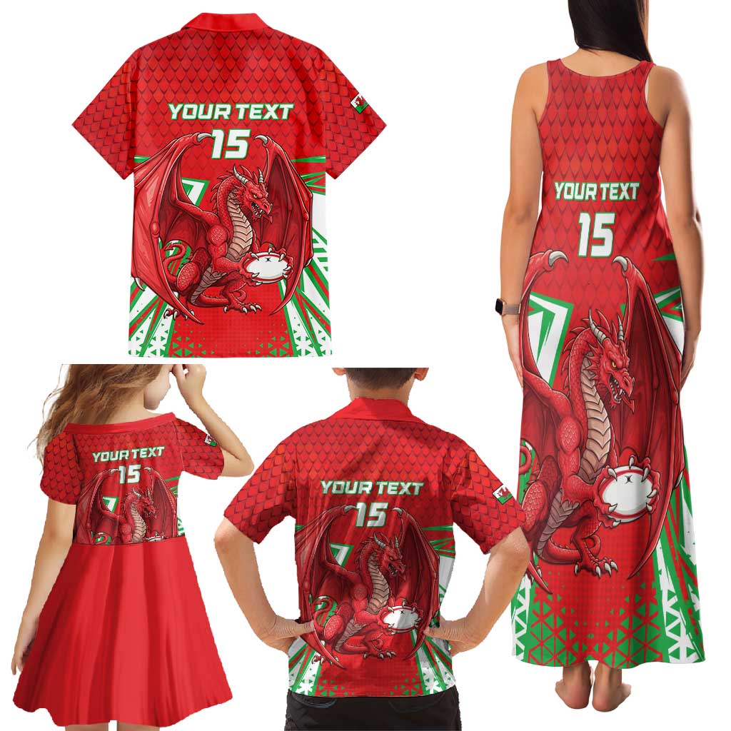 Wales Rugby Custom Family Matching Tank Maxi Dress and Hawaiian Shirt Dragon Scales Style - Wonder Print Shop
