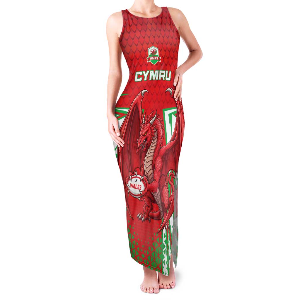 Wales Rugby Custom Family Matching Tank Maxi Dress and Hawaiian Shirt Dragon Scales Style - Wonder Print Shop