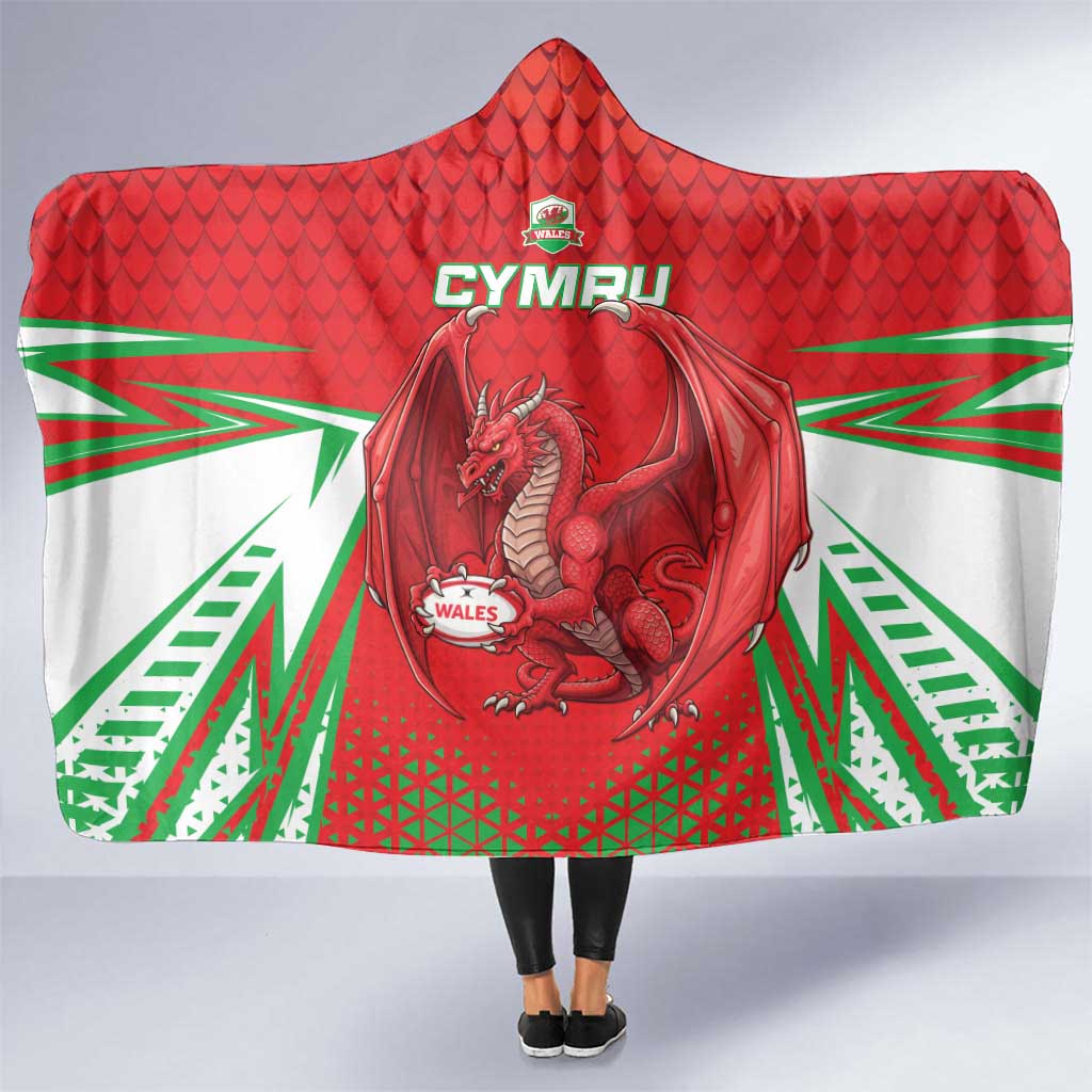 Wales Rugby Custom Hooded Blanket Dragon Scales Style - Wonder Print Shop
