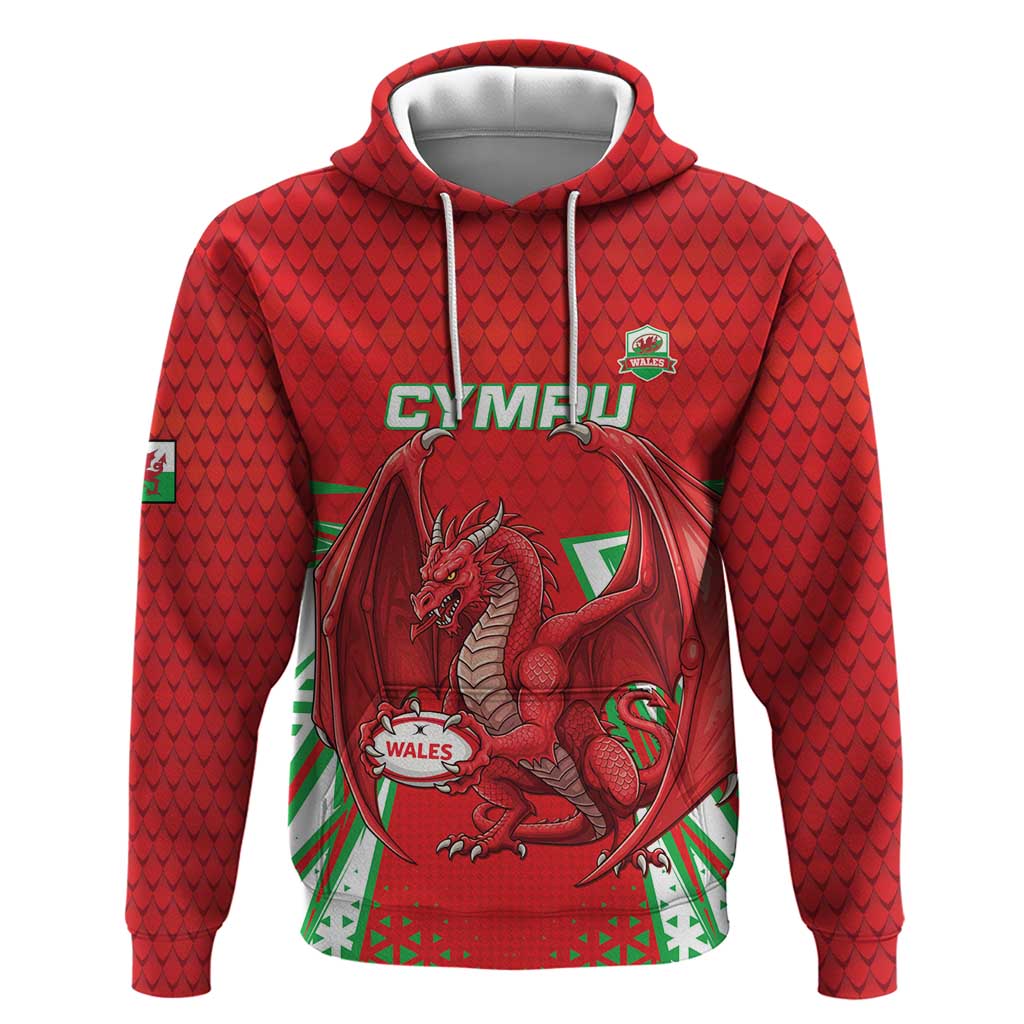 Wales Rugby Custom Hoodie Dragon Scales Style - Wonder Print Shop