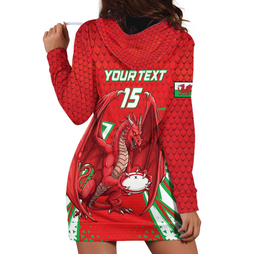 Wales Rugby Custom Hoodie Dress Dragon Scales Style - Wonder Print Shop