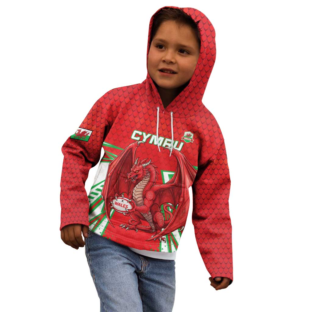 Wales Rugby Custom Kid Hoodie Dragon Scales Style - Wonder Print Shop