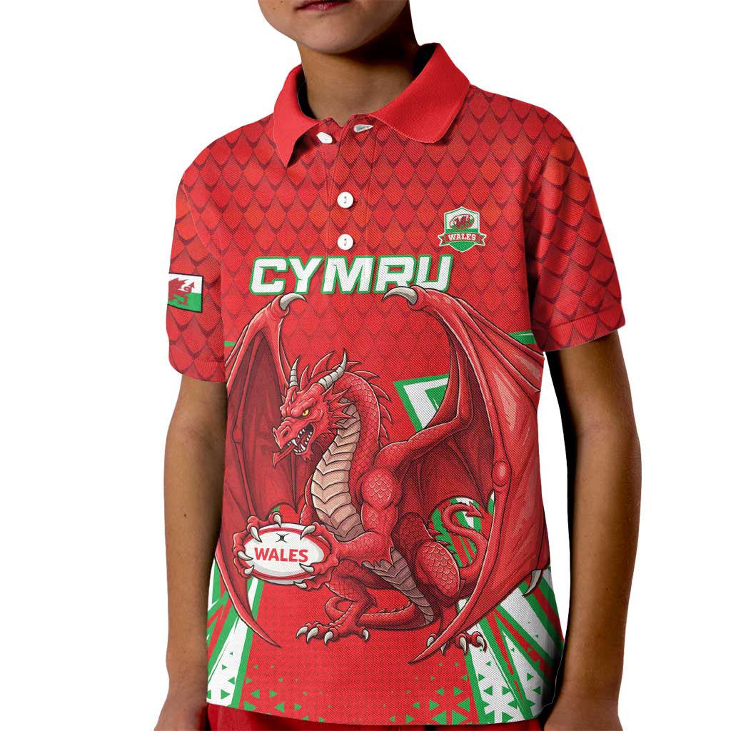 Wales Rugby Custom Kid Polo Shirt Dragon Scales Style - Wonder Print Shop