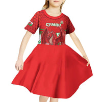 Wales Rugby Custom Kid Short Sleeve Dress Dragon Scales Style - Wonder Print Shop