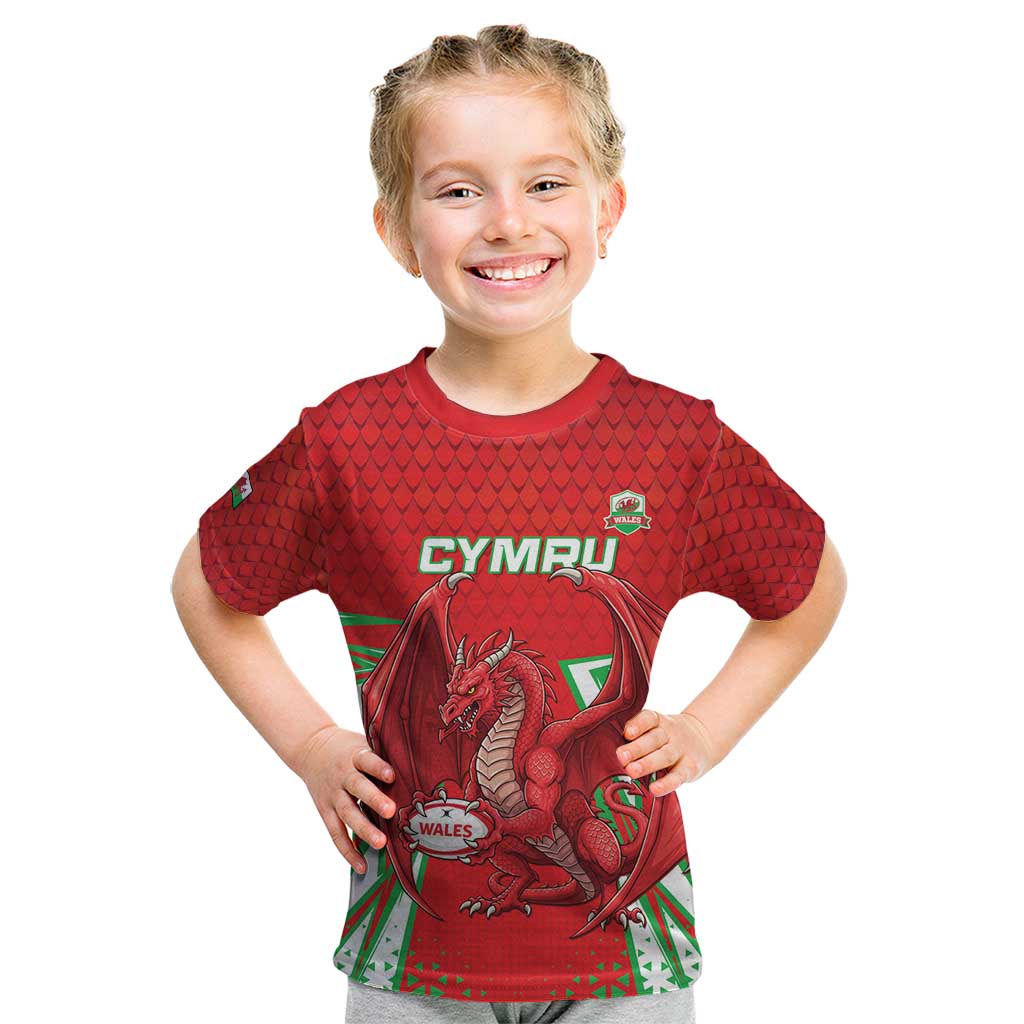 Wales Rugby Custom Kid T Shirt Dragon Scales Style - Wonder Print Shop