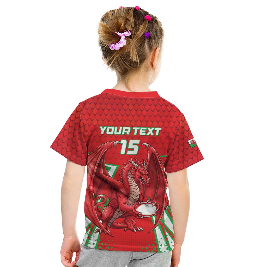 Wales Rugby Custom Kid T Shirt Dragon Scales Style - Wonder Print Shop