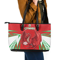Wales Rugby Custom Leather Tote Bag Dragon Scales Style - Wonder Print Shop