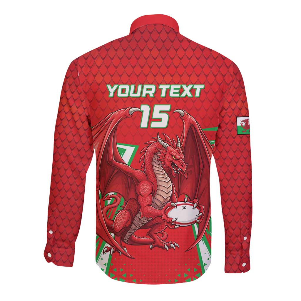 Wales Rugby Custom Long Sleeve Button Shirt Dragon Scales Style - Wonder Print Shop