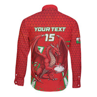 Wales Rugby Custom Long Sleeve Button Shirt Dragon Scales Style - Wonder Print Shop