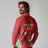 Wales Rugby Custom Long Sleeve Polo Shirt Dragon Scales Style - Wonder Print Shop