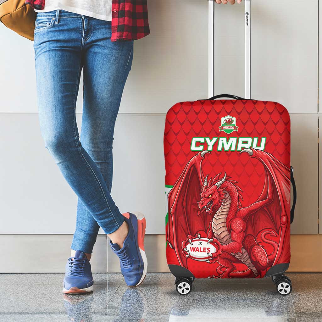Wales Rugby Custom Luggage Cover Dragon Scales Style - Wonder Print Shop
