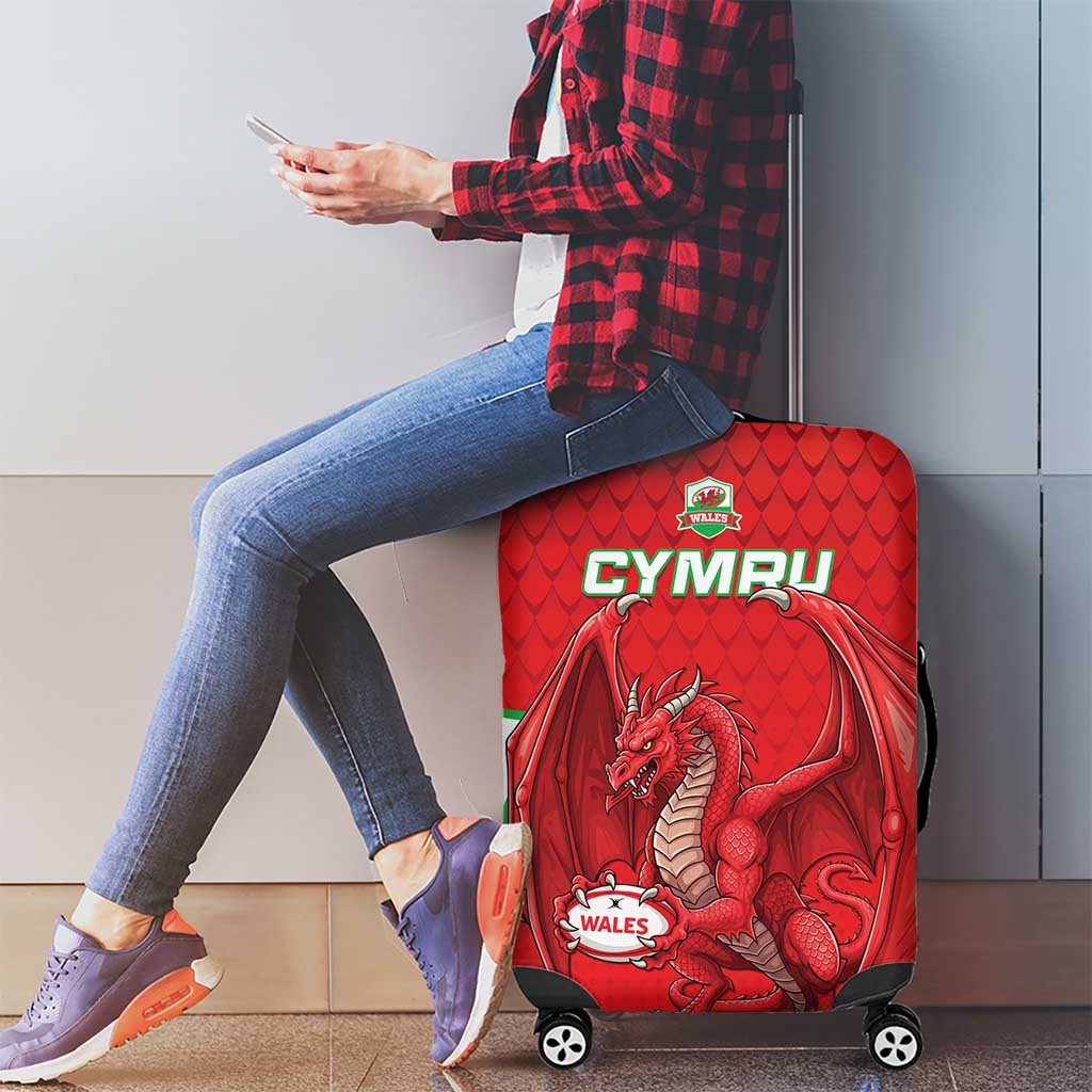 Wales Rugby Custom Luggage Cover Dragon Scales Style - Wonder Print Shop