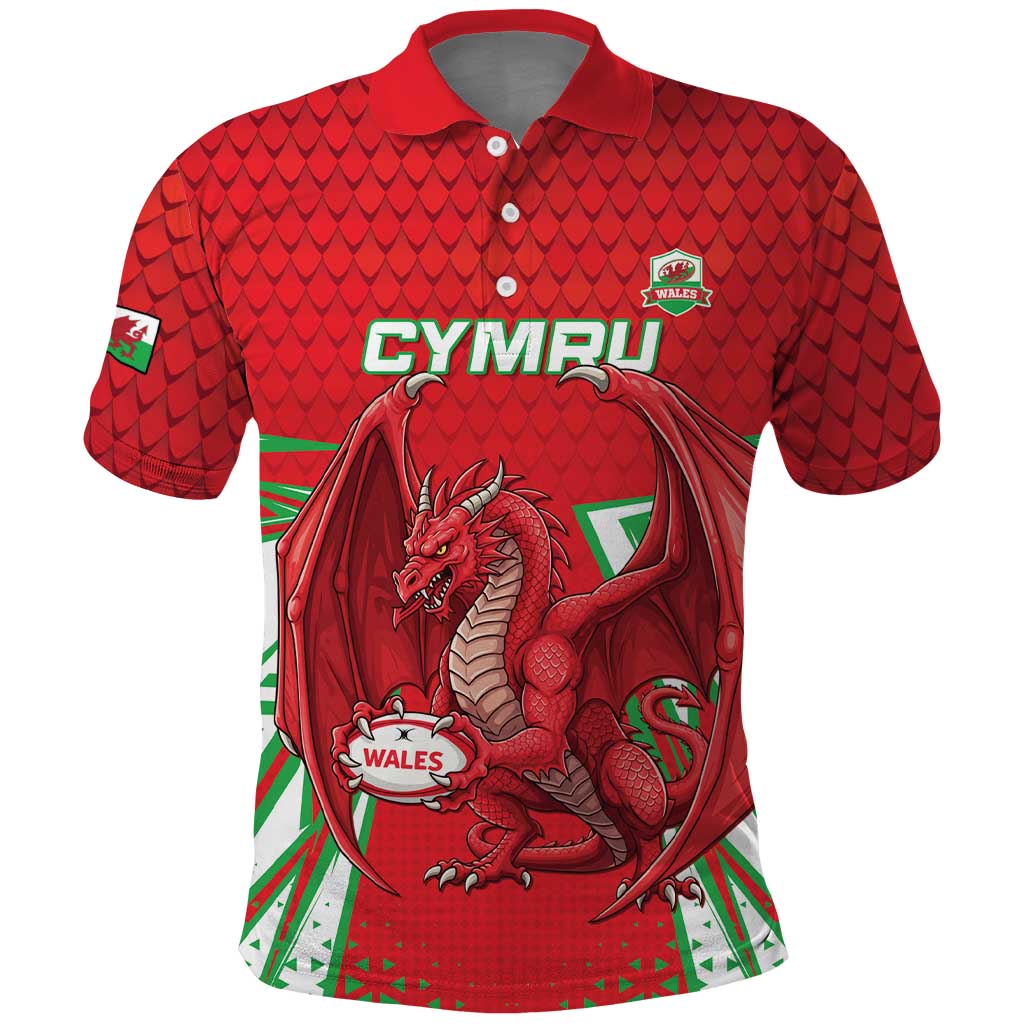 Wales Rugby Custom Polo Shirt Dragon Scales Style - Wonder Print Shop