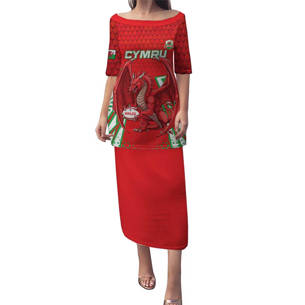 Wales Rugby Custom Puletasi Dragon Scales Style - Wonder Print Shop