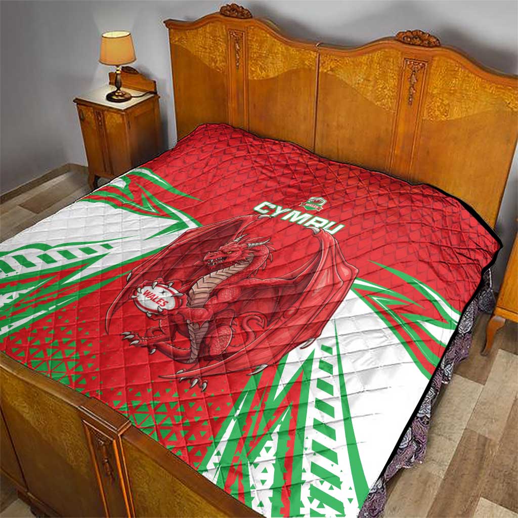 Wales Rugby Custom Quilt Dragon Scales Style - Wonder Print Shop