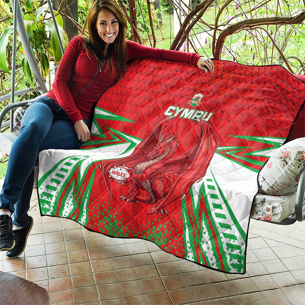 Wales Rugby Custom Quilt Dragon Scales Style - Wonder Print Shop