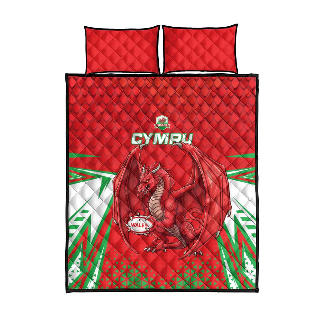 Wales Rugby Custom Quilt Bed Set Dragon Scales Style - Wonder Print Shop