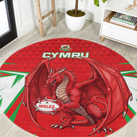 Wales Rugby Custom Round Carpet Dragon Scales Style - Wonder Print Shop