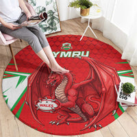 Wales Rugby Custom Round Carpet Dragon Scales Style - Wonder Print Shop