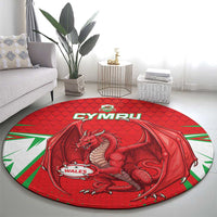 Wales Rugby Custom Round Carpet Dragon Scales Style - Wonder Print Shop