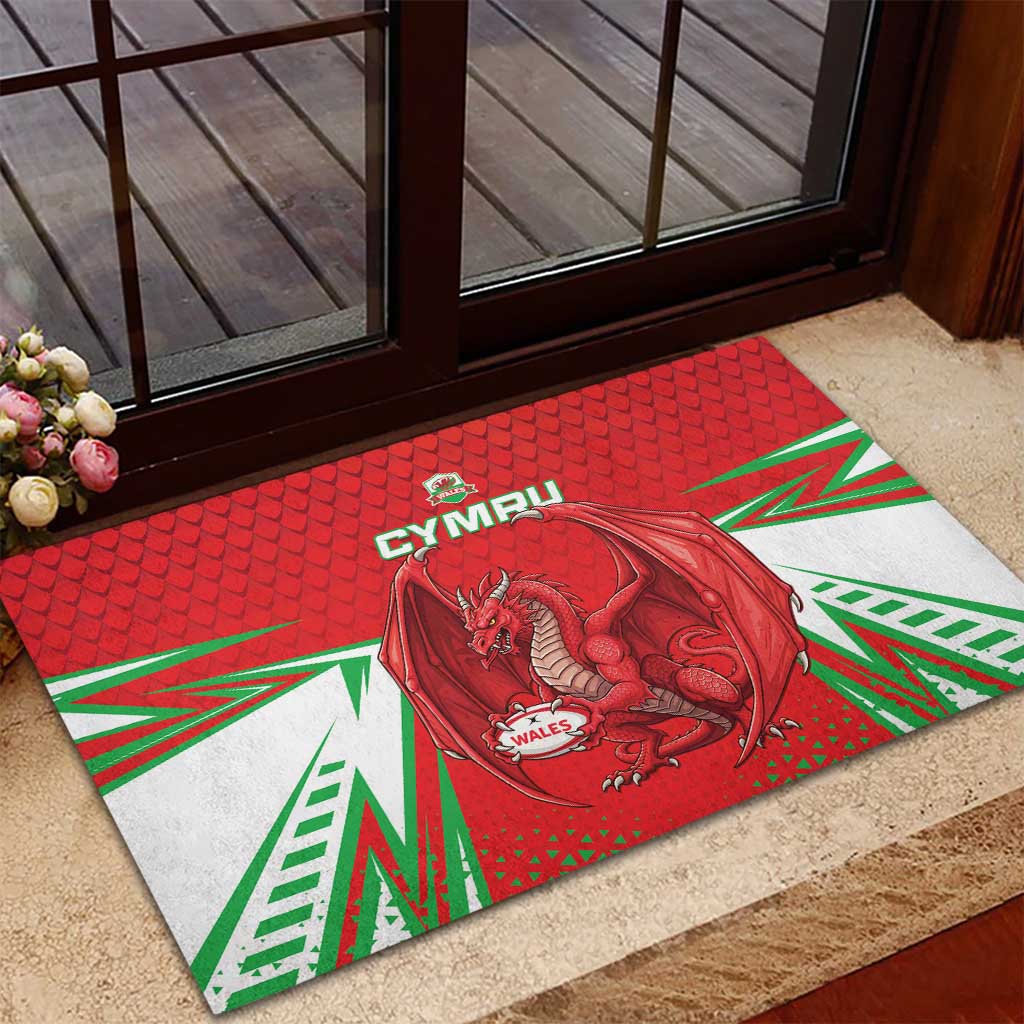 Wales Rugby Custom Rubber Doormat Dragon Scales Style - Wonder Print Shop