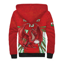 Wales Rugby Custom Sherpa Hoodie Dragon Scales Style - Wonder Print Shop