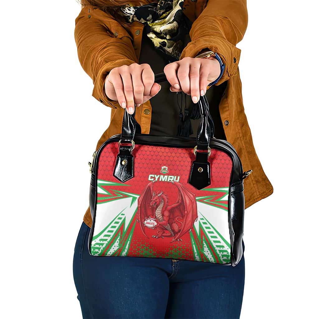 Wales Rugby Custom Shoulder Handbag Dragon Scales Style - Wonder Print Shop