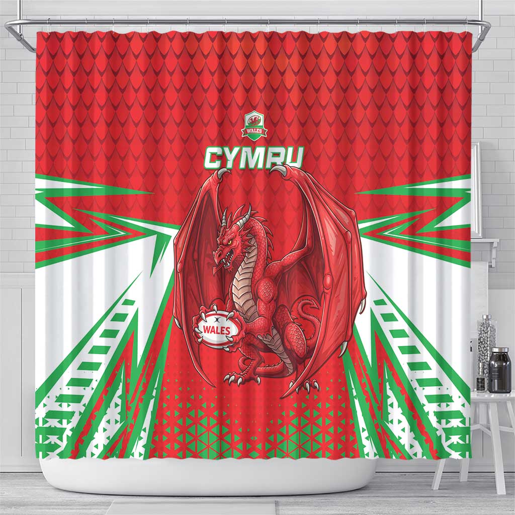 Wales Rugby Custom Shower Curtain Dragon Scales Style - Wonder Print Shop