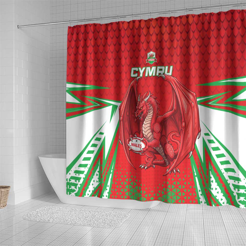 Wales Rugby Custom Shower Curtain Dragon Scales Style - Wonder Print Shop