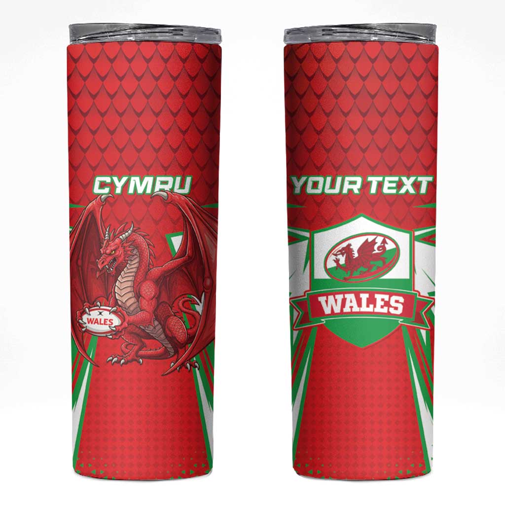 Wales Rugby Custom Skinny Tumbler Dragon Scales Style - Wonder Print Shop