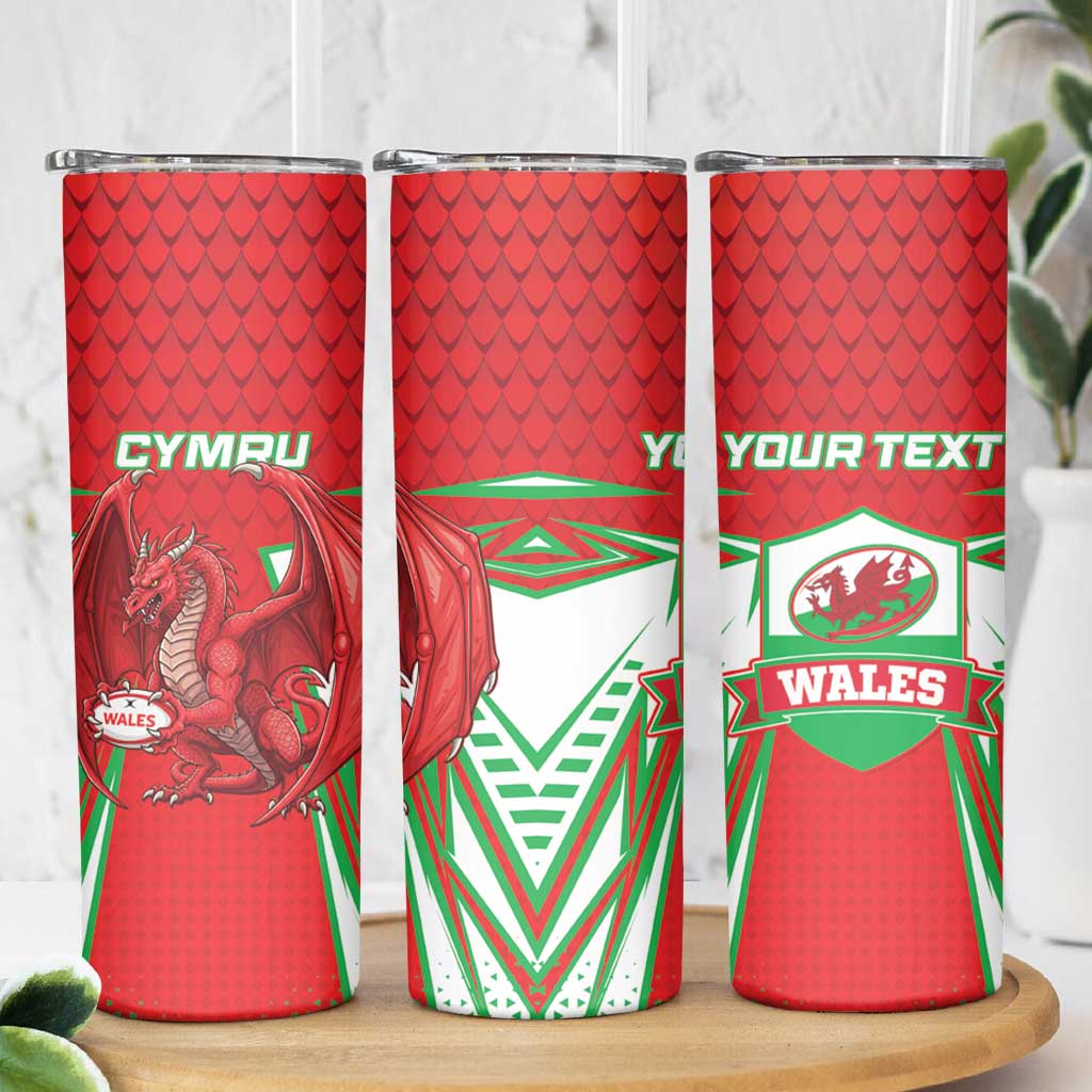 Wales Rugby Custom Skinny Tumbler Dragon Scales Style - Wonder Print Shop
