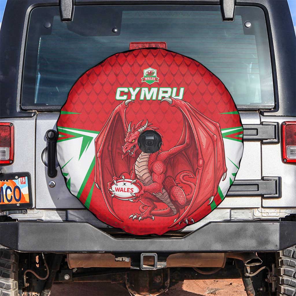 Wales Rugby Custom Spare Tire Cover Dragon Scales Style - Wonder Print Shop