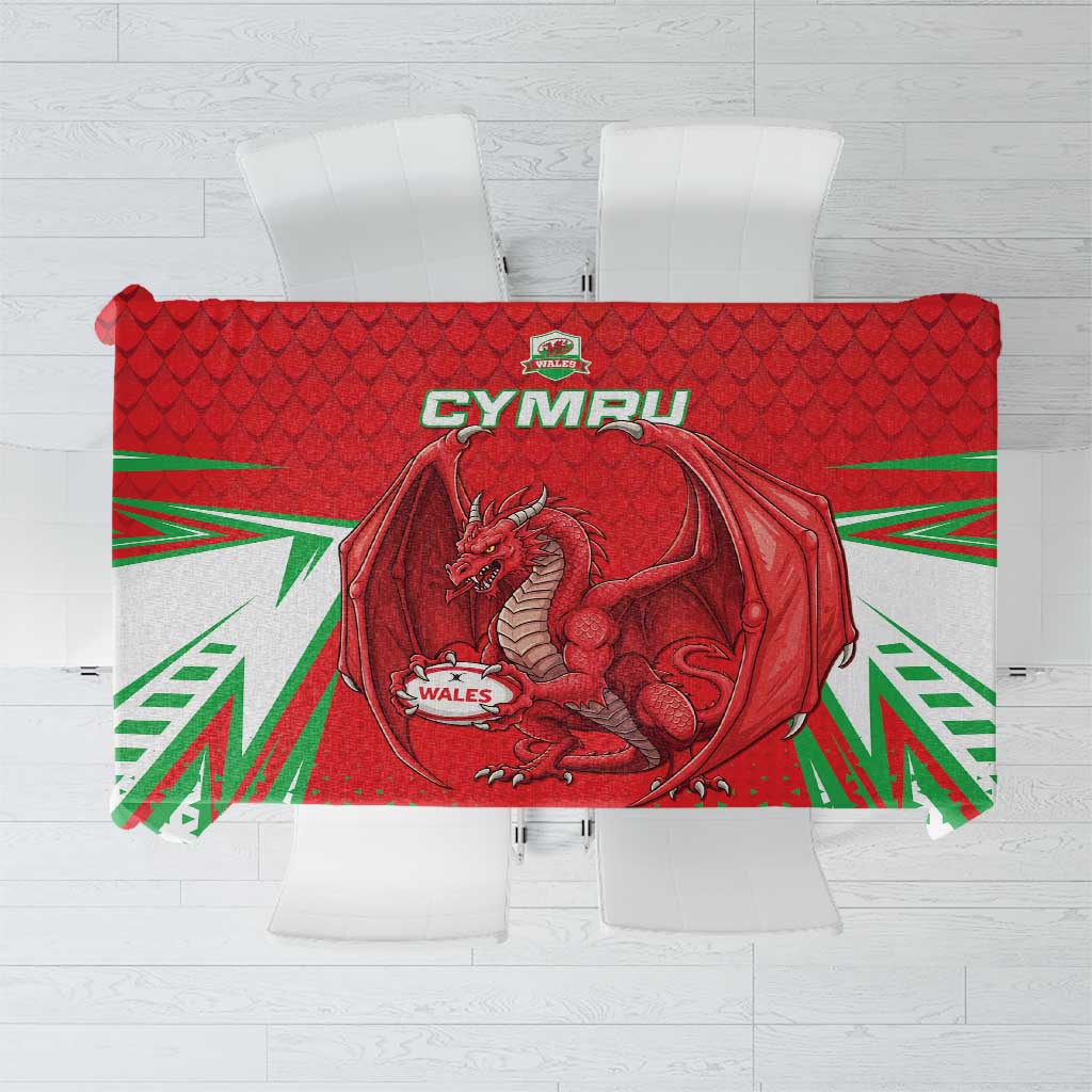 Wales Rugby Custom Tablecloth Dragon Scales Style - Wonder Print Shop