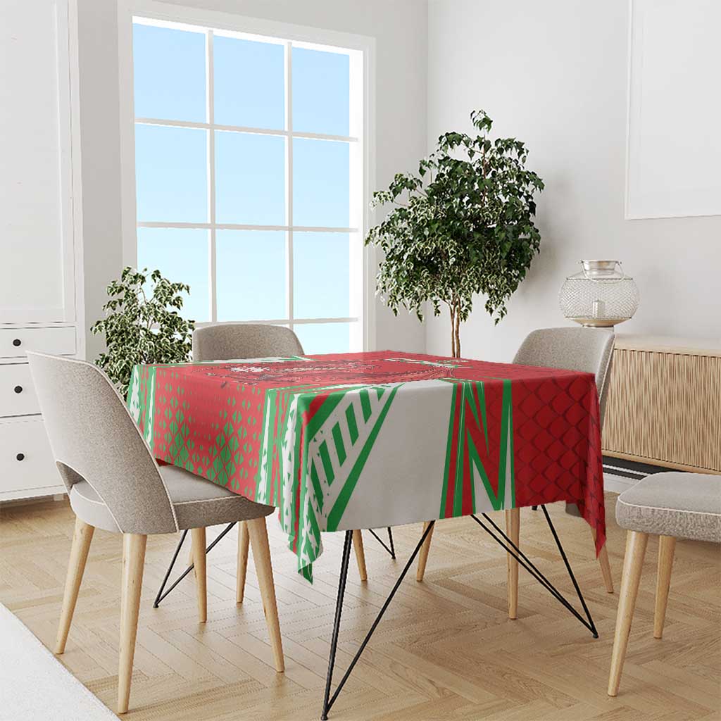 Wales Rugby Custom Tablecloth Dragon Scales Style - Wonder Print Shop