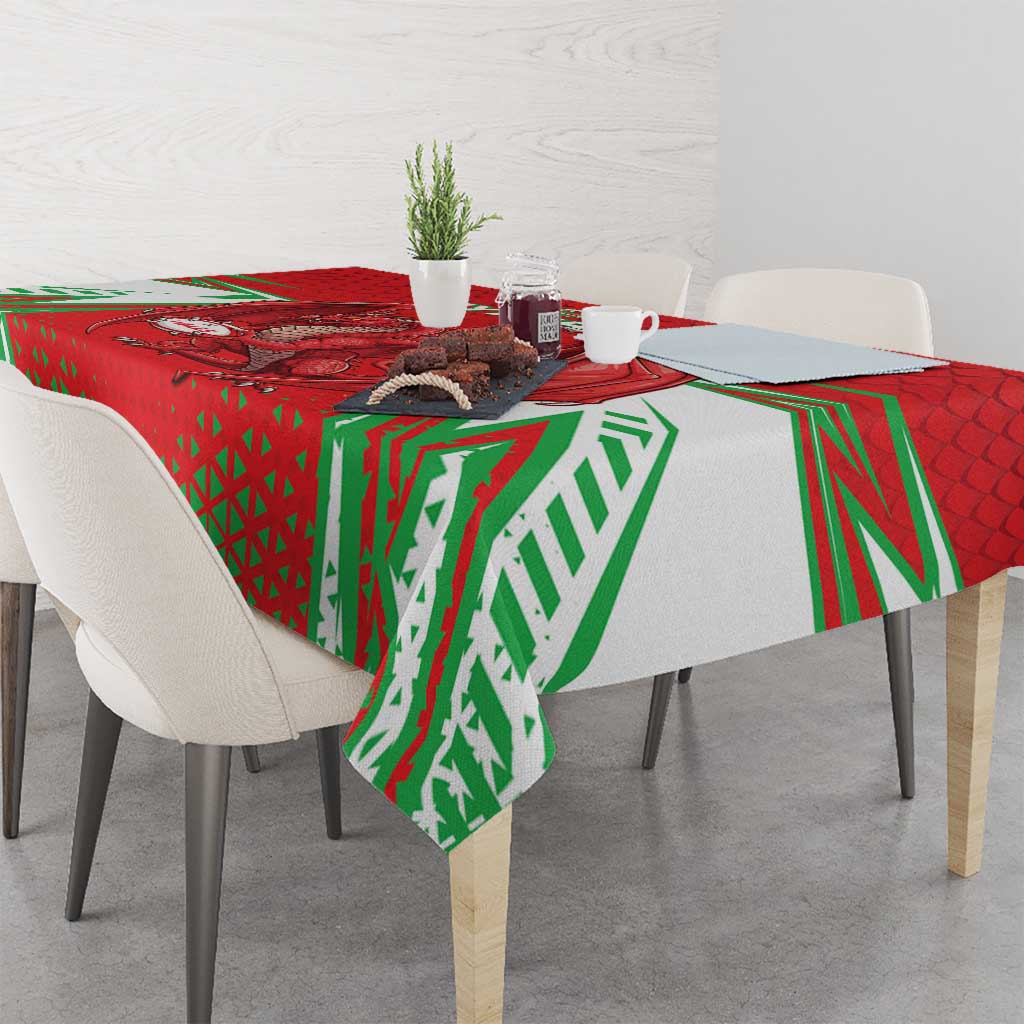 Wales Rugby Custom Tablecloth Dragon Scales Style - Wonder Print Shop