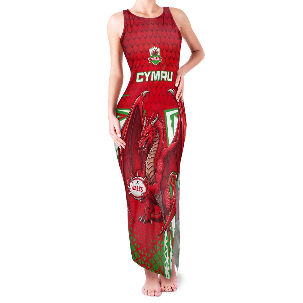Wales Rugby Custom Tank Maxi Dress Dragon Scales Style - Wonder Print Shop
