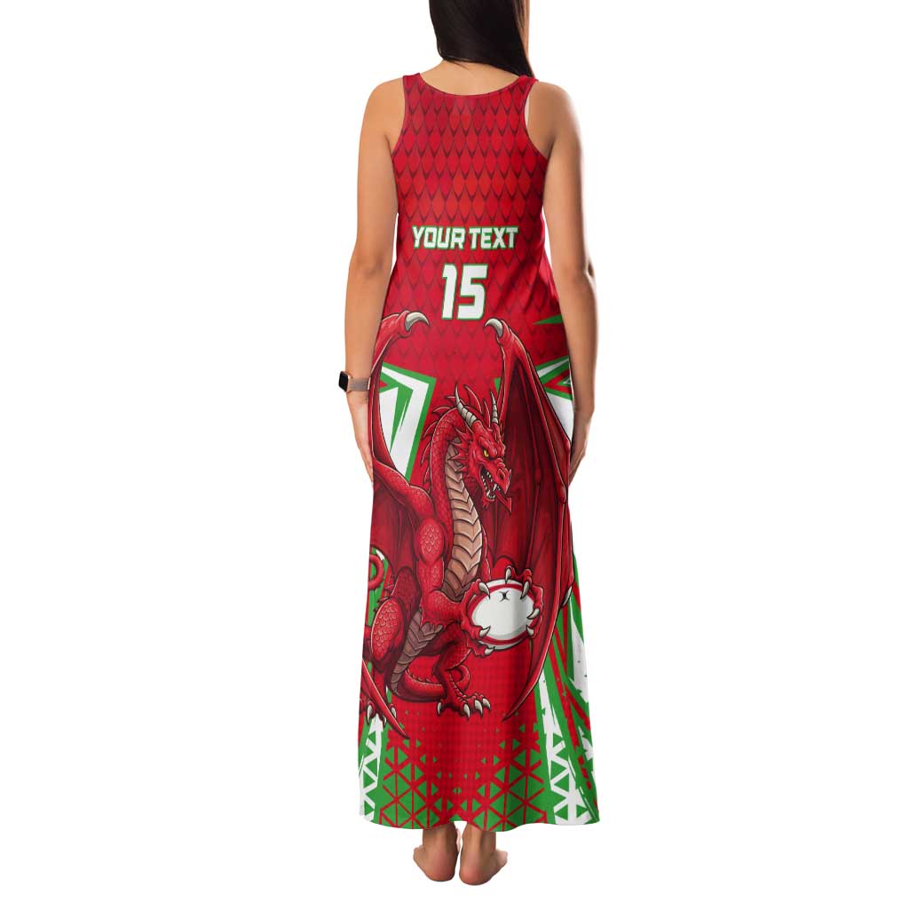 Wales Rugby Custom Tank Maxi Dress Dragon Scales Style - Wonder Print Shop