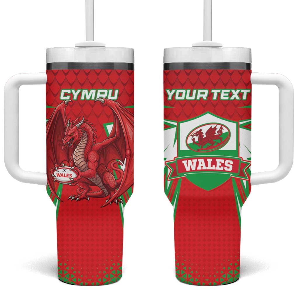 Wales Rugby Custom Tumbler With Handle Dragon Scales Style - Wonder Print Shop