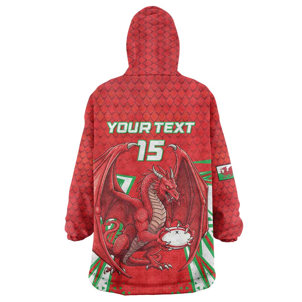 Wales Rugby Custom Wearable Blanket Hoodie Dragon Scales Style - Wonder Print Shop