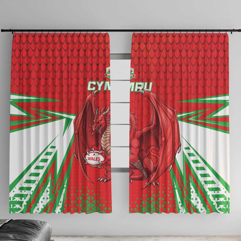 Wales Rugby Custom Window Curtain Dragon Scales Style - Wonder Print Shop