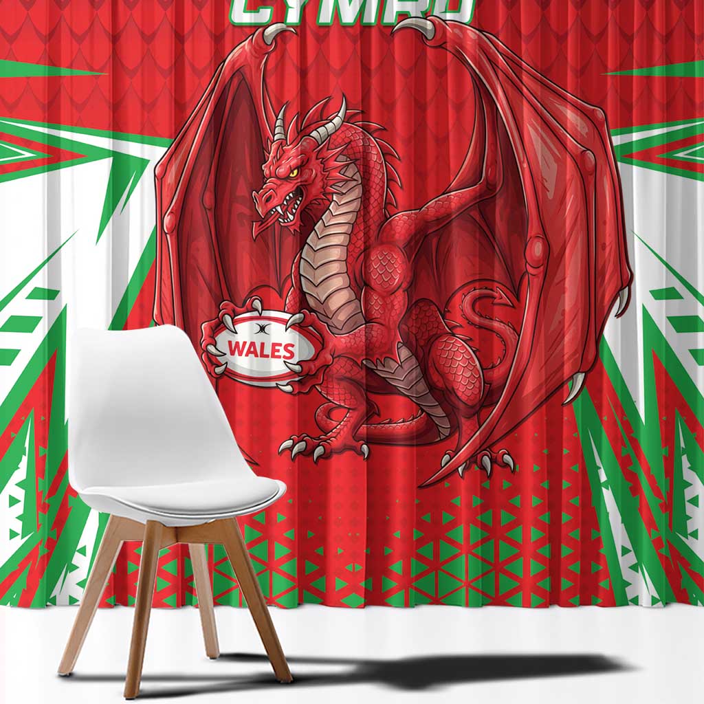 Wales Rugby Custom Window Curtain Dragon Scales Style - Wonder Print Shop