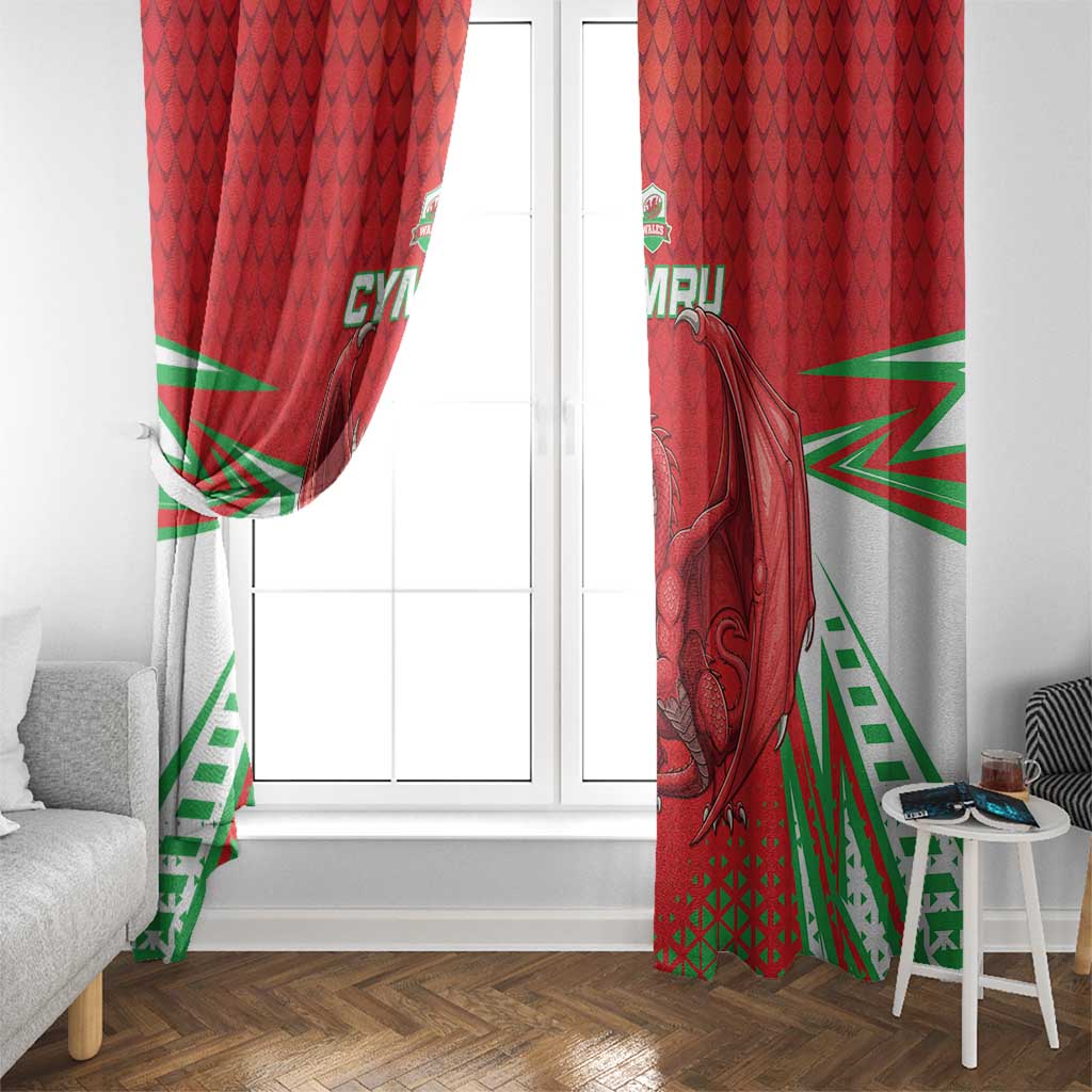 Wales Rugby Custom Window Curtain Dragon Scales Style - Wonder Print Shop