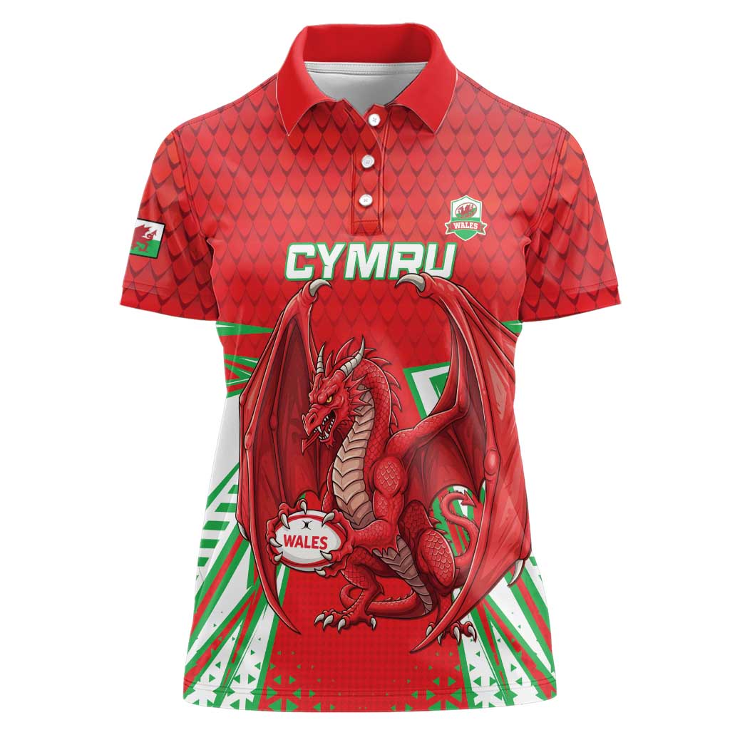 Wales Rugby Custom Women Polo Shirt Dragon Scales Style - Wonder Print Shop